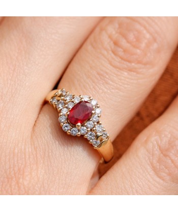 Bague majestueuse rubis central diamants 50-70% off 