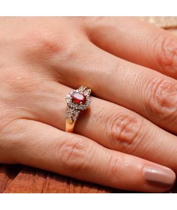 Bague majestueuse rubis central diamants 50-70% off 