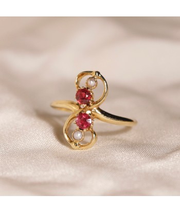 Bague vintage infini pierres rouges et perles pour bénéficier 