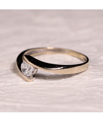 Bague solitaire or gris zircone destockage