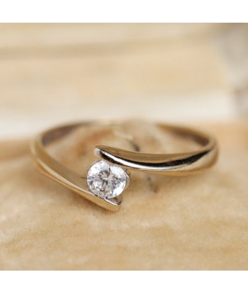 Bague solitaire or gris zircone destockage