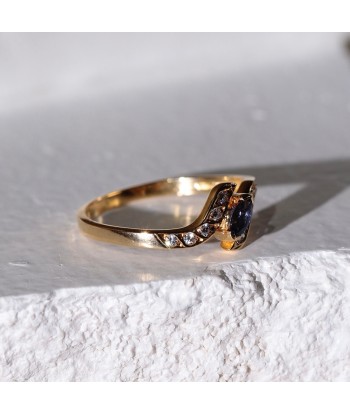 Bague fine croisée saphir navette zircones vente chaude votre 