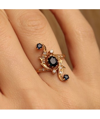 Bague marquise volutes saphirs diamants l'achat 